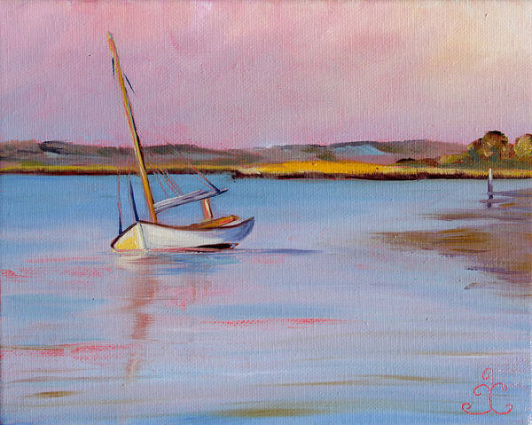 Water Art Print featuring the painting Early Sunset by Trina Teele