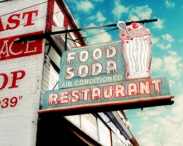 Retro Sign Photography Art Print featuring the photograph Elliston Place Soda Shop by Amy Tyler