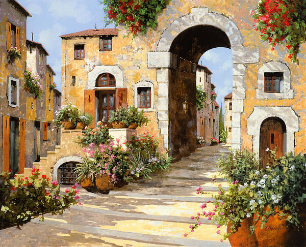 Cityscape Art Print featuring the painting Entrata Al Borgo by Guido Borelli