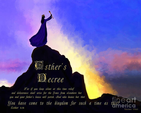 Esther Art Art Print featuring the painting Esther's Decree by Constance Woods