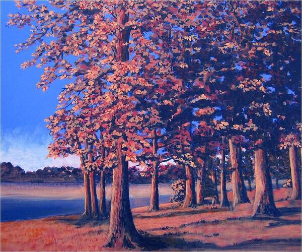 Trees Art Print featuring the painting Fall in East Texas by Suzanne Theis