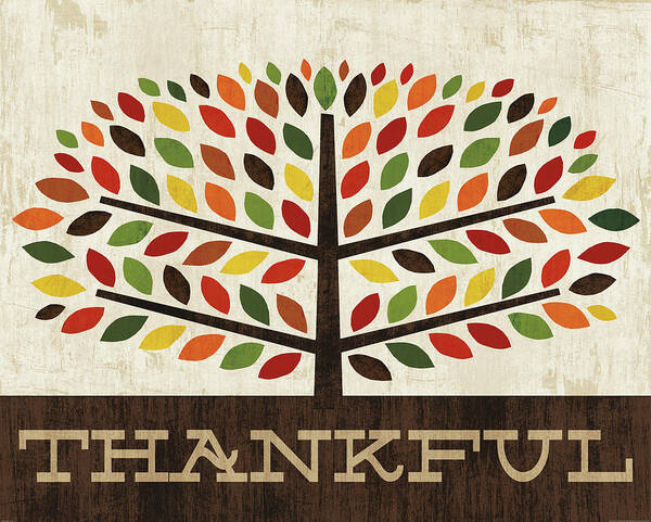 Autumn Art Print featuring the painting Family Tree - Thankful by Michael Mullan