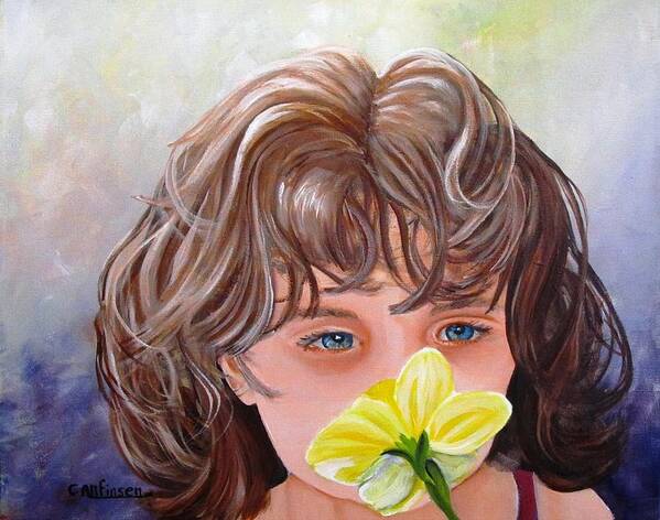 Daffodil Art Print featuring the painting First Daffodil by Carol Allen Anfinsen