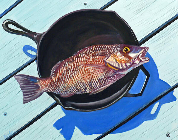 Fish Fry Art Print featuring the painting Fish Fry by Susan Duda