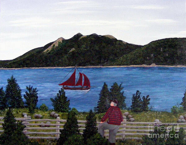 Ship Art Print featuring the painting Fishing Schooner by Barbara A Griffin