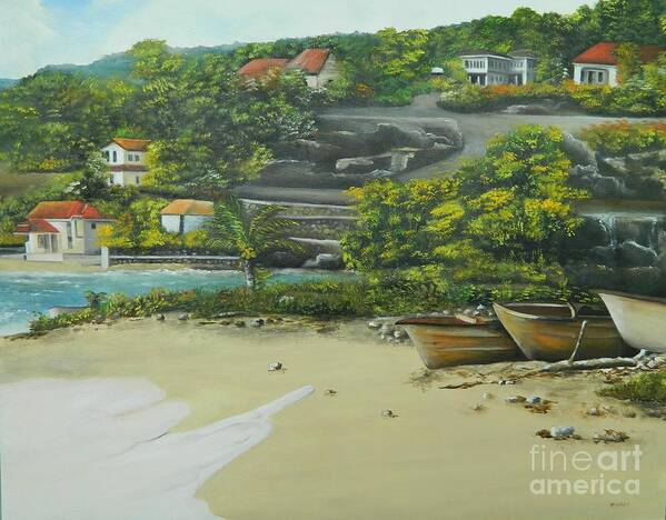 Fishing Art Print featuring the painting Fishing Village by Kenneth Harris