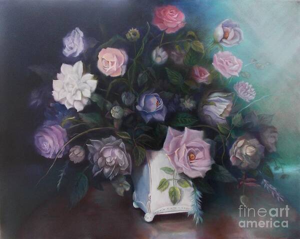 Flowers Art Print featuring the painting Floral Still Life by Marlene Book
