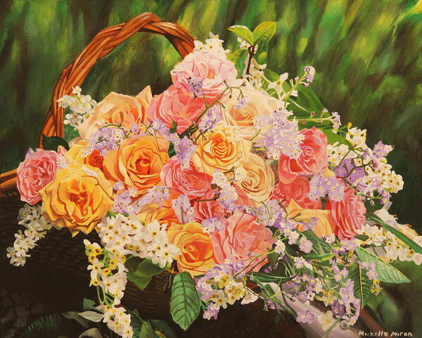 Flower Art Print featuring the painting Flower Basket by Michelle Miron-Rebbe
