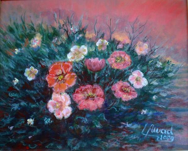 Flowers Art Print featuring the painting Flowers in my garden. by Laila Awad Jamaleldin