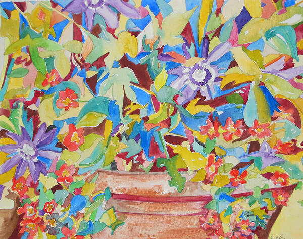 Flowers In Symphony Art Print featuring the painting Flowers in Symphony by Esther Newman-Cohen