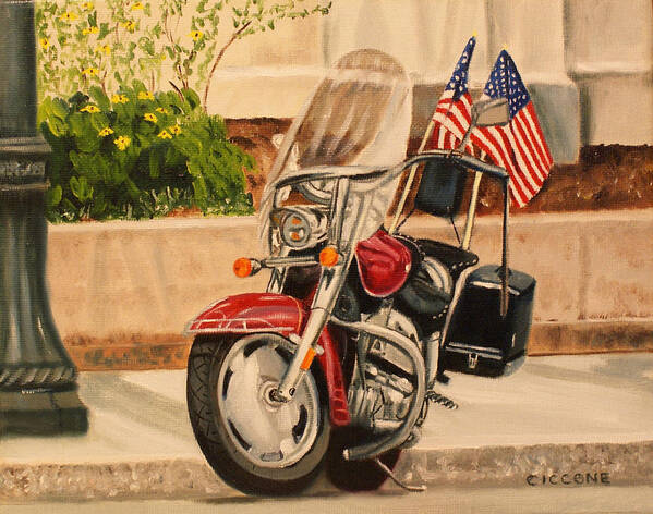 Motorcycle Art Print featuring the painting Flying Colors by Jill Ciccone Pike