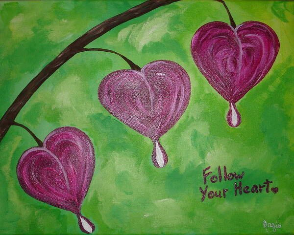 Heart Art Print featuring the painting Follwo Your Heart 12515 by Angie Butler