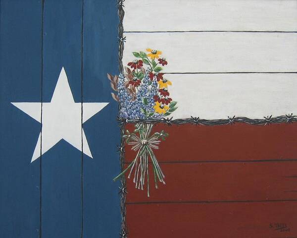 Texas Art Print featuring the painting For the Love of Texas by Suzanne Theis