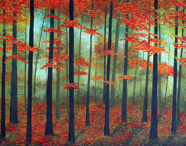Modern Art Print featuring the painting Forest Dawn by Herb Dickinson