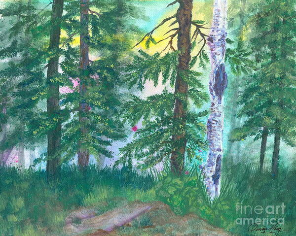 Forest Art Print featuring the painting Forest of Memories by Denise Hoag