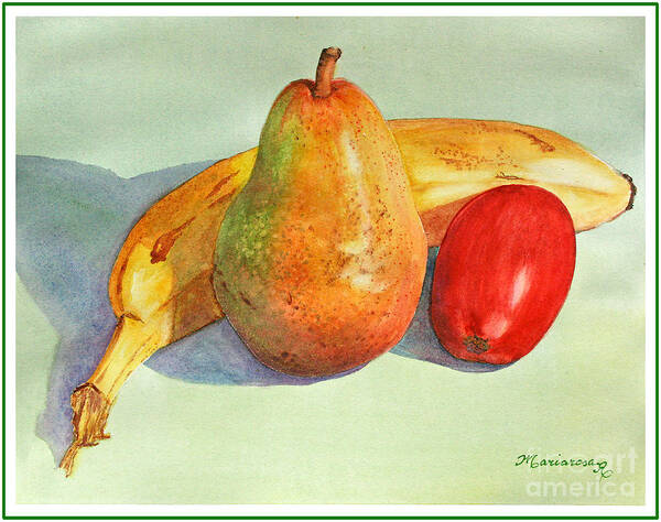 Fruit Art Print featuring the painting Friendly Trio by Mariarosa Rockefeller