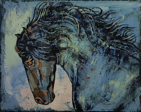 Friesian Art Print featuring the painting Friesian Stallion by Michael Creese