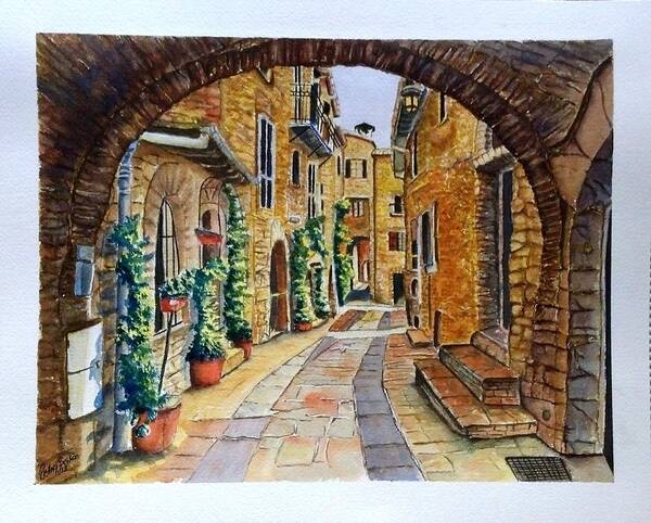 Landscape Art Print featuring the painting From My Cousin's in Italy SOLD by Richard Benson