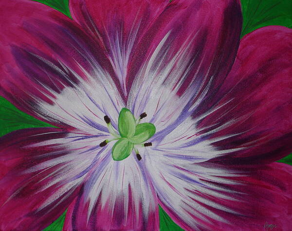 Tulip Art Print featuring the painting Full Bloom Tulip by Angie Butler