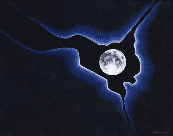 Moon Art Print featuring the painting Full Moon Silver Lining by Janice Dunbar