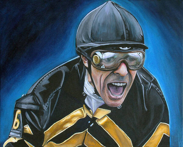 Jockey Art Print featuring the painting Gary Stevens by Kate Fortin