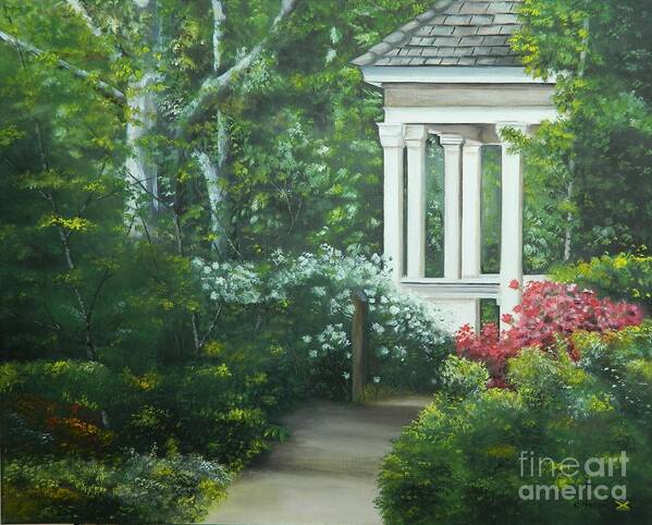 Garden Art Print featuring the painting Gazebo by Kenneth Harris