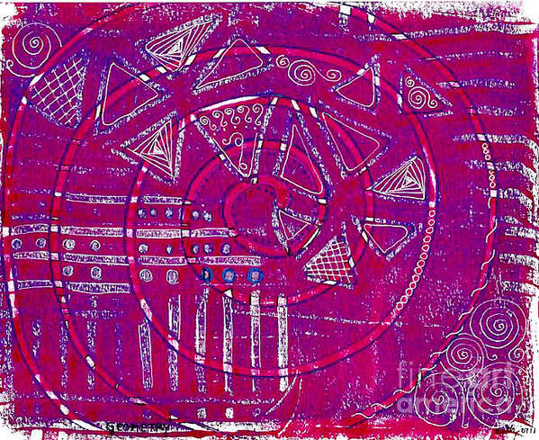 Monotype Art Print featuring the mixed media Geometry by Ruth Dailey