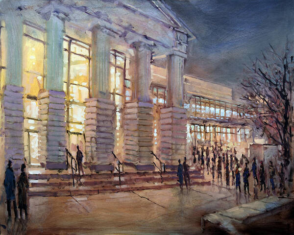 Memorial Auditorium Art Print featuring the painting Going to Hear Wagner by Dan Nelson