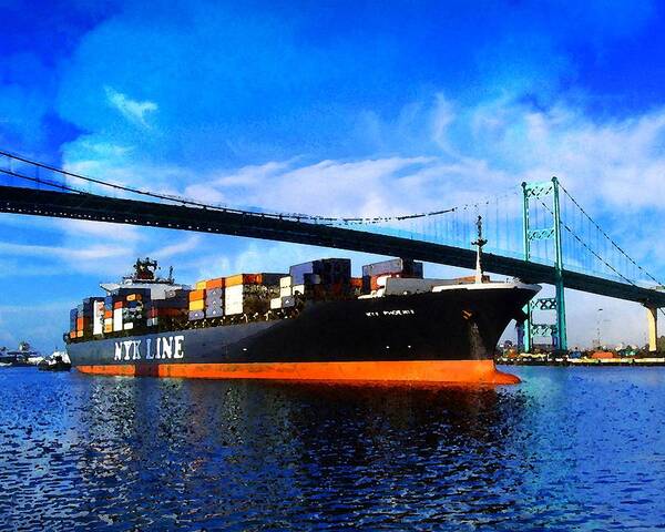 Freighter Art Print featuring the photograph Going to Sea by Timothy Bulone