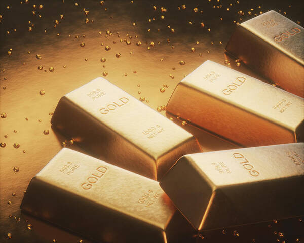 Artwork Art Print featuring the photograph Gold Bars And Nuggets by Ktsdesign/science Photo Library