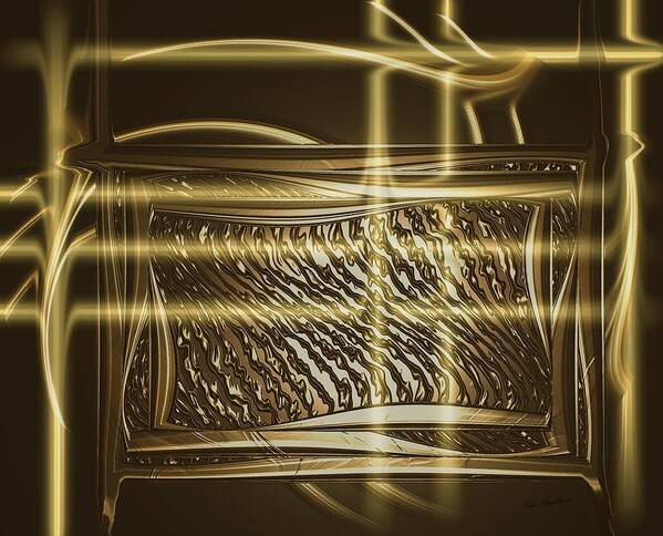 Brown And Gold Art Print featuring the digital art Gold Chrome Abstract by Kae Cheatham
