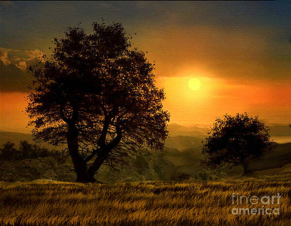 Landscape Art Print featuring the painting Gold Light by Robert Foster