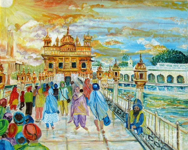 Sikh Art Art Print featuring the painting Golden Temple by Sarabjit Singh