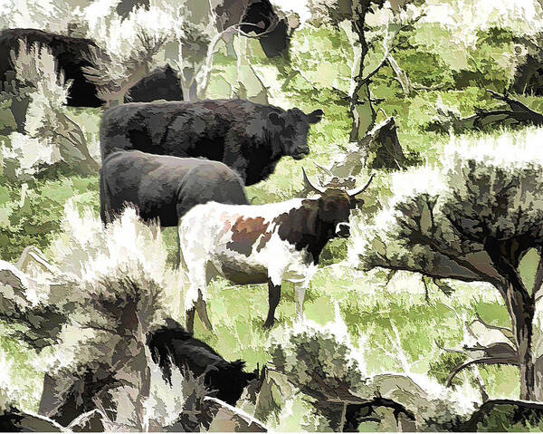 Weber Canyon Art Print featuring the photograph Grazing Cattle by Ely Arsha