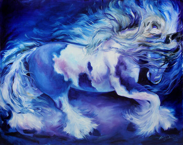 Horse Art Print featuring the painting GYPSY VANNER in BLUE by Marcia Baldwin