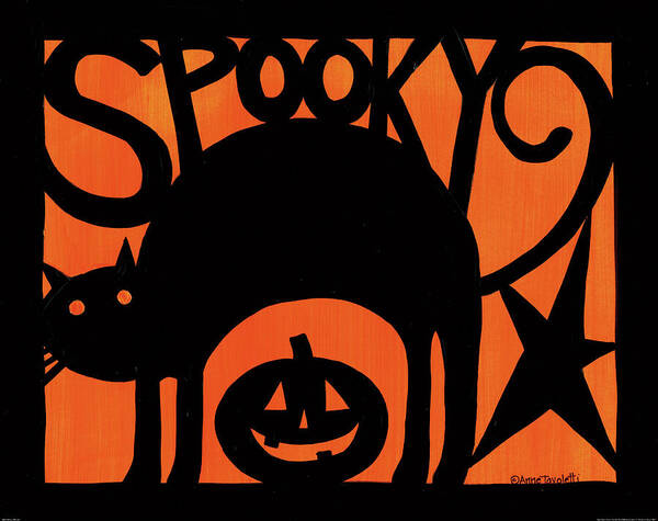 Black Art Print featuring the painting Halloween Silhouette II by Anne Tavoletti