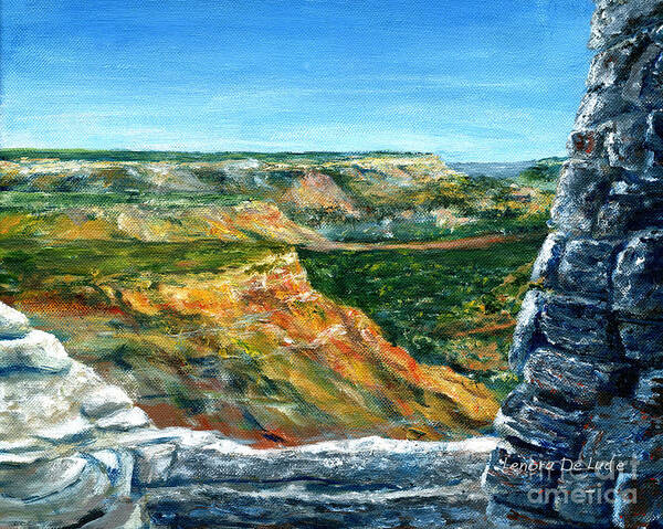 Canyon Art Print featuring the painting Hand Painted Palo Duro Texas Landscape by Lenora De Lude