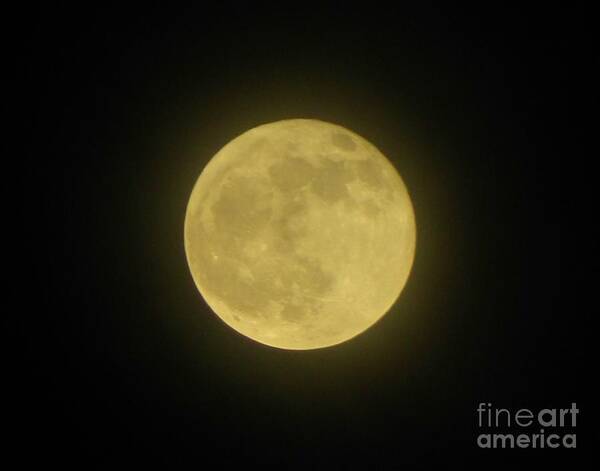 Moon Art Print featuring the photograph Harvest Moon with Ring by Gallery Of Hope 