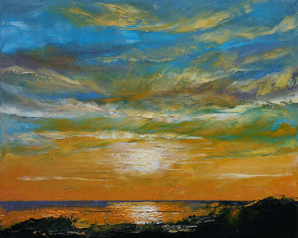 Art Art Print featuring the painting Hawaii Orange Sunset by Michael Creese