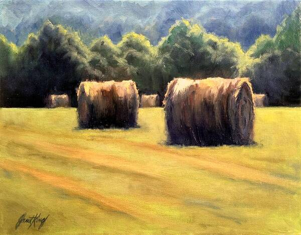 Hay Bales Art Print featuring the painting Hay Bales by Janet King