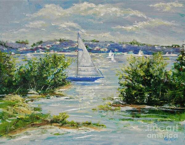 Landscape Art Print featuring the painting Heading Out of The Harbor by Gail Allen