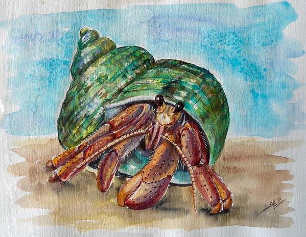 Hermit Crab Art Print featuring the painting Hermit crab 4 by Katerina Kovatcheva