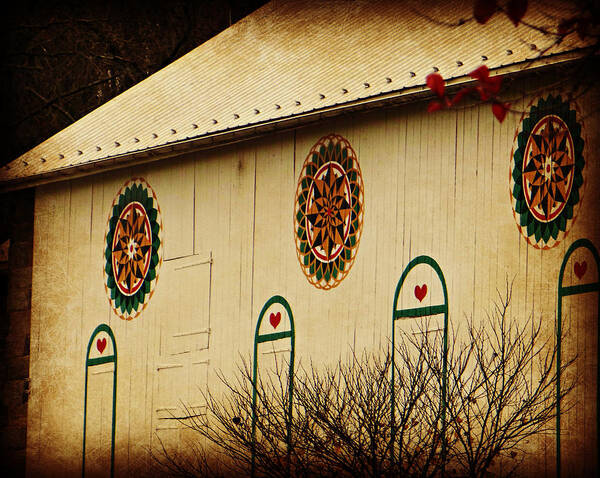 Hex Art Print featuring the photograph Hex Barn with Hearts by Dark Whimsy