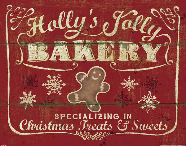 Bakery Art Print featuring the painting Holiday Signs I by Wellington Studio
