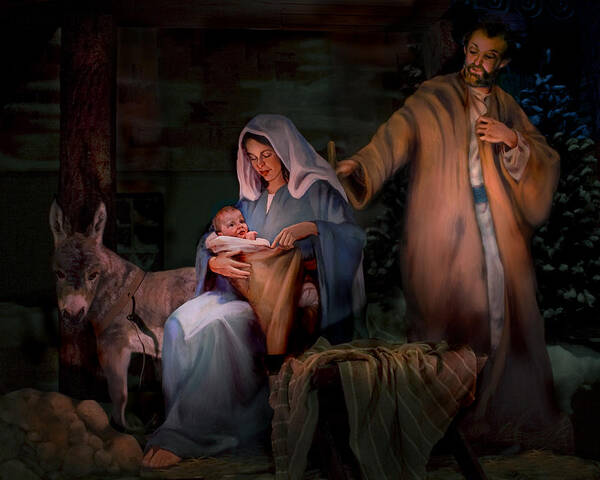 Nativity Art Print featuring the painting Holy Child by Jean Hildebrant