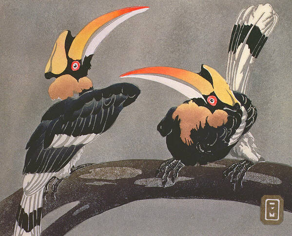 Palmer Art Print featuring the painting Hornbills by Ethleen Palmer