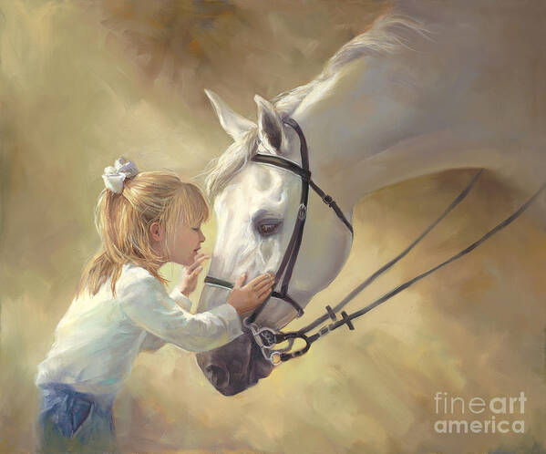 Horse Art Print featuring the painting Horse Kisses by Laurie Snow Hein