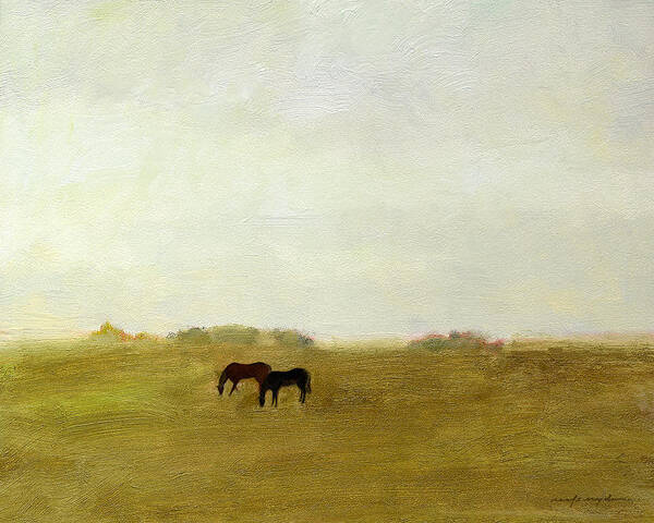 Horses Afield Art Print featuring the painting Horses Afield by J Reifsnyder