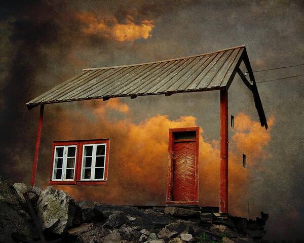 Surrealism Art Print featuring the photograph House in the clouds by Sonya Kanelstrand