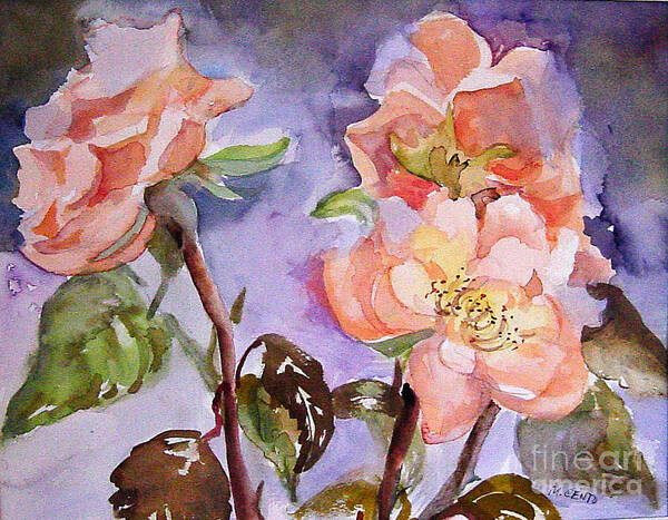 Roses Art Print featuring the painting In full bloom by Mafalda Cento